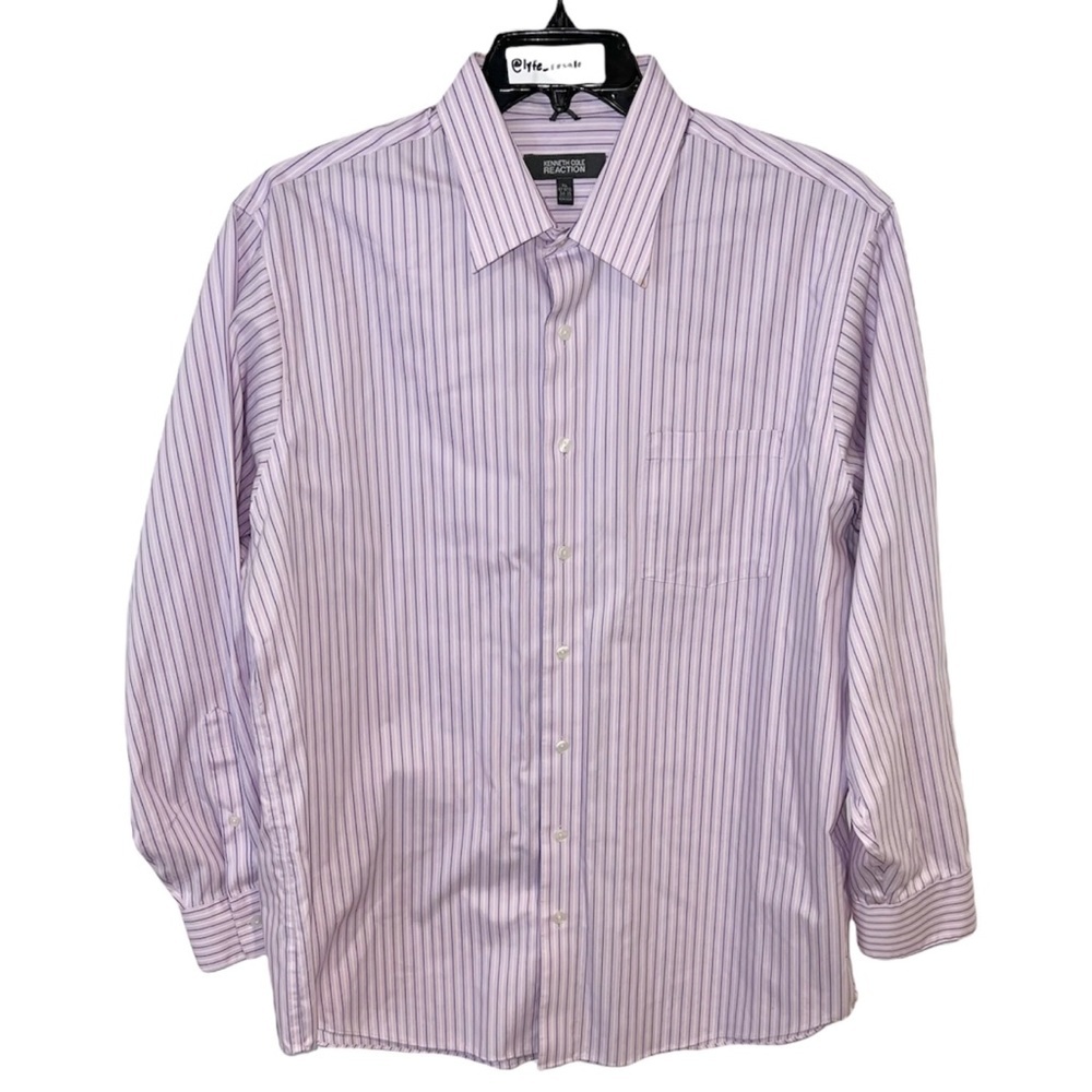 Kenneth Cole Reaction Dress Men’s Shirt Size 17-17.5 XL Purple Button Front